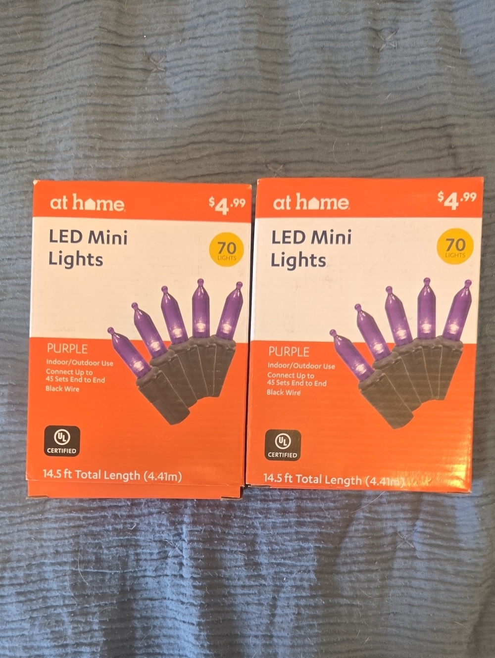 NWT at home. Set Of 2 LED Mini Lights Purple 70-Count ea